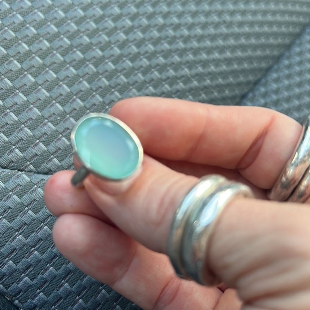 Sundance Catalog genuine blue chalcedony stone sterling silver ring!